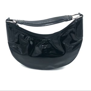Gucci Black Patent Leather Half Moon Hobo Bag.